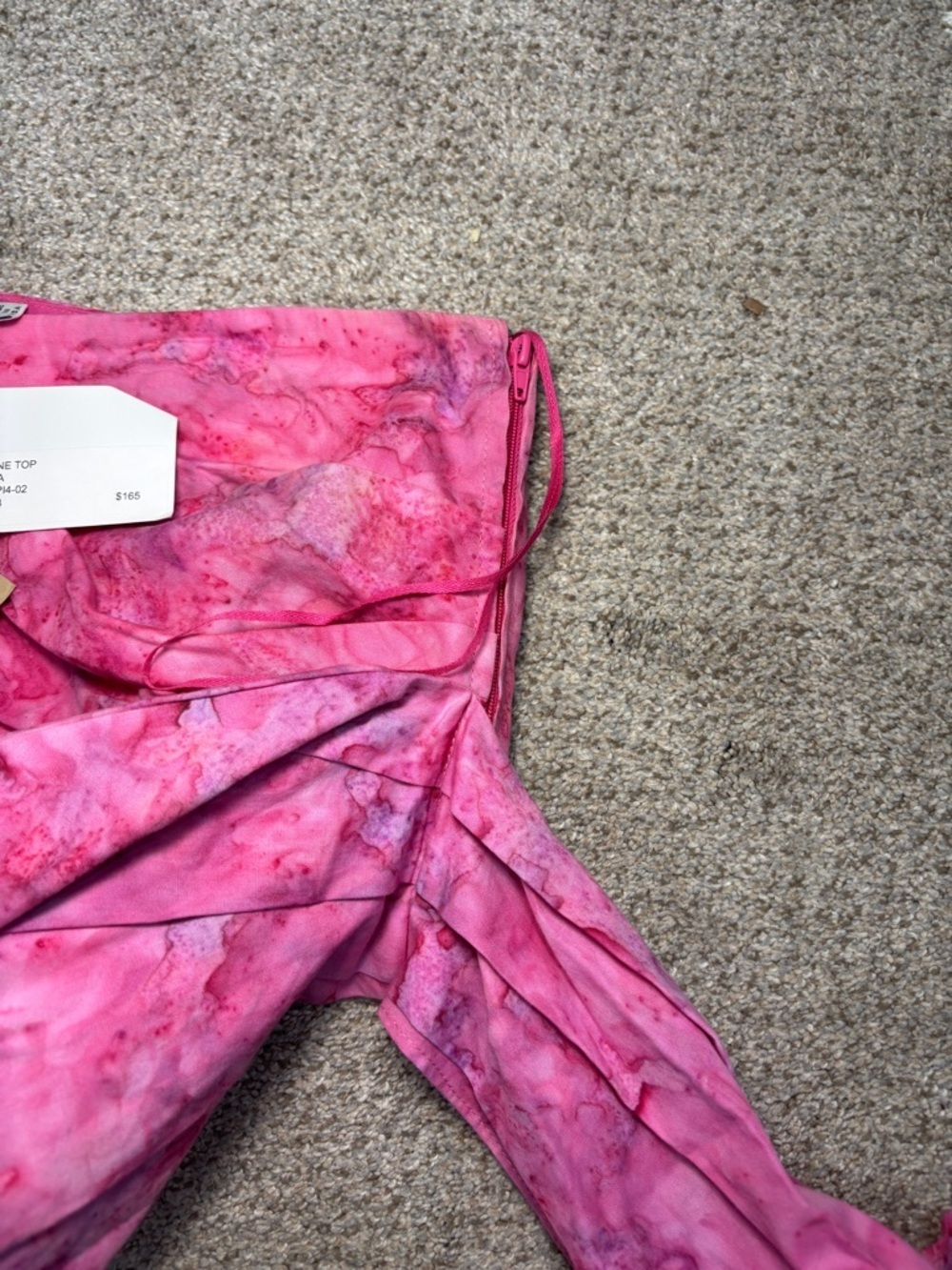 NWT Cindy Castro Simone One Shoulder Puff Sleeve Sash Top pink tie-dye 4
. - Picture 7 of 12